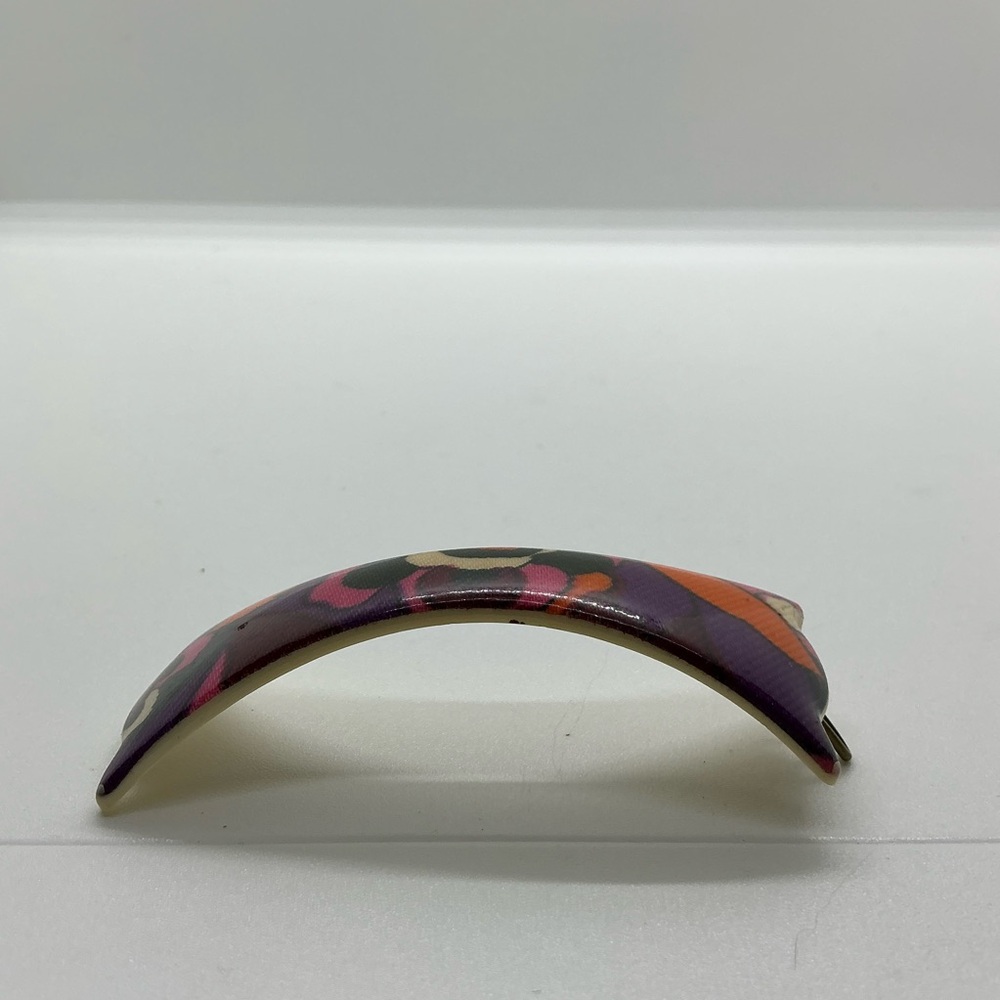 Vintage Barrette Long Rectangle Colorful Pattern Retro Hair Clip Made in France - Picture 5 of 8
